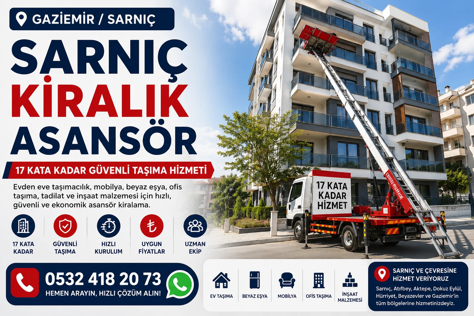 Sarnıç kiralık asansör ile yüksek kata eşya taşıma